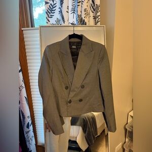 Zara Charcoal Double-Breasted Blazer